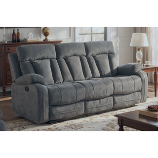 Sunvega Reclining Microfiber Sofa with Lumbar Support and Stainless Steel Base