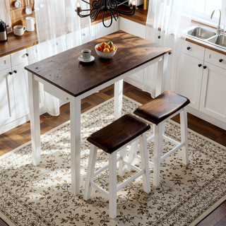 Sunvega Industrial Bar Table and Chairs Set with 2 Stools for Kitchen Dining Room