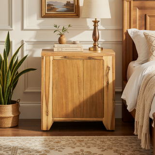 Sunvega Compact Nightstand with Smooth Glide and Mortise Tenon Joinery