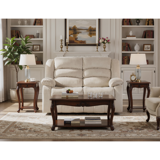 Sunvega Microfiber Upholstered Loveseat with Lumbar Support and Stainless Steel Base