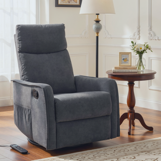 Sunvega Fabric Swivel Rocker Recliner Chair with Massage and Lumbar Heat for Living Room