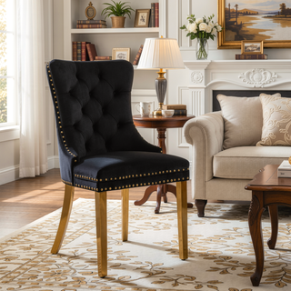 Sunvega Modern High-end Tufted Velvet Upholstered Dining Chair with Chrome Legs and Nailhead Trim