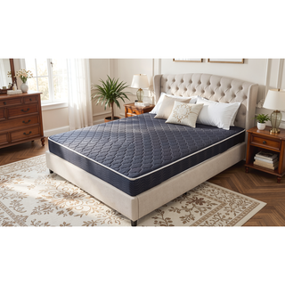 Sunvega Navy Blue Diamond Quilted Waterproof Breathable 6-Inch High-Density Foam Mattress