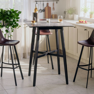 Sunvega Modern Bar Height Dining Table with Rubberwood Legs and Marble Laminate Top
