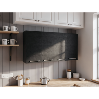 Sunvega Four Door Wall Mounted Cabinet in Wengue Finish for Living Room