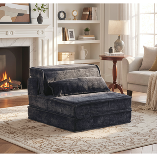 Sunvega Convertible Modular Sectional Mahjong Sofa Bed with Ottoman in Circle Fleece Fabric