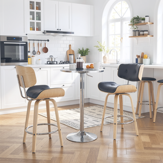 Sunvega Adjustable Round Bar Table with Swirl Aluminum Top and Chrome Base
