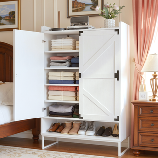 Sunvega 6-Tier Shoe Cabinet with Adjustable Shelves and Swinging Doors for Entryway
