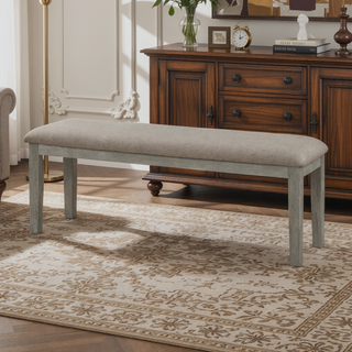 Sunvega Gray Fabric Upholstered 1pc Bench with Wood Frame for Dining Room