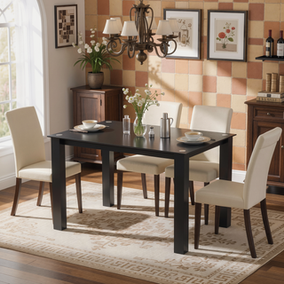 Sunvega 52 Inch Black Tempered Glass Dining Table For Dining and Living Room