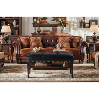 Sunvega Ebony Hardwood Dining Bench with Black Polyurethane Upholstery