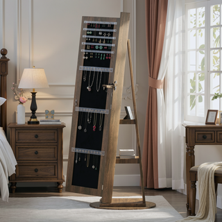 Sunvega Jewelry Cabinet Armoire with Full Length Mirror and Lockable Storage