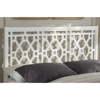 Sunvega King Chippendale White Headboard Made of Durable Poplar Wood