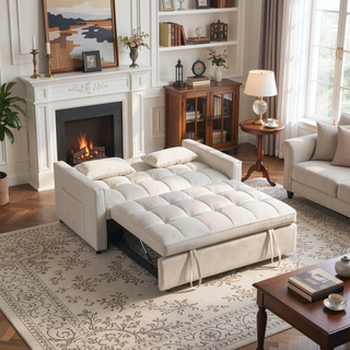 Sunvega Velvet 3-in-1 Sleeper Sofa Bed with Adjustable Backrest and Storage Pockets