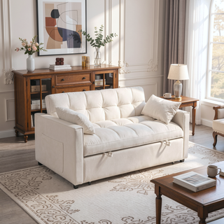 Sunvega Velvet 3-in-1 Sleeper Sofa Bed with Adjustable Backrest and Storage Pockets