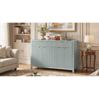 Sunvega Modern Scandinavian Buffet Cabinet with Wave Design and Adjustable Shelves