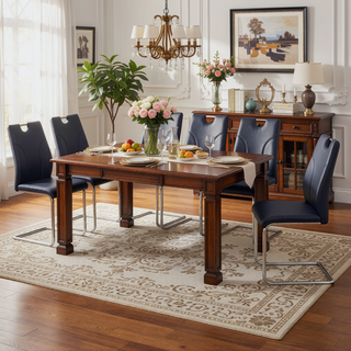Sunvega White PU Dining Chair Set with Silver Metal Legs and High Resilience Sponge Filling