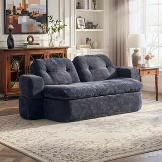 Sunvega Modern Corduroy Convertible Sofa Bed with Pillows and Quilt for Living Room