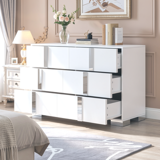 Sunvega Elegant Gray Nightstand with 2 Drawers and Metal Foot for Bedroom