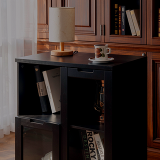 Sunvega Green MDF Cabinet with Glass Doors and Drawer for Bedroom Living Room