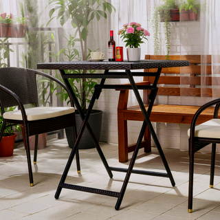 Sunvega Folding Outdoor Bar Table with Powder-Coated Iron Frame and Wicker