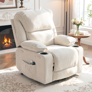 Sunvega Black PU Remote-Controlled Heating and Massage Assistive Recliner for Seniors