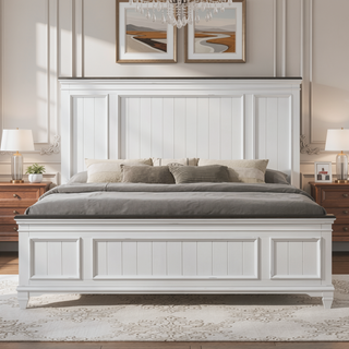Sunvega Modern Farmhouse King Bedroom Set with Dresser Mirror and Nightstand