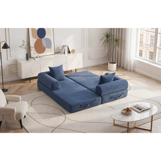 Sunvega Foldable Compressible Sofa with Metal Frame and Cushions for Small Spaces