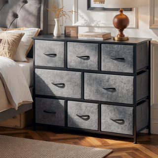 Sunvega Foldable 8-Drawer Fabric Dresser Storage Tower with Steel Frame for Bedroom