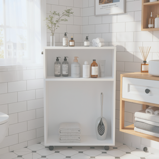 Sunvega Compact Rolling Cart with Open Shelves and Durable Casters in White