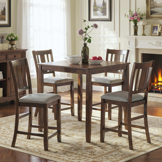 Sunvega Walnut Square Wood Dining Table for Kitchen with Counter Height and Tapered Legs