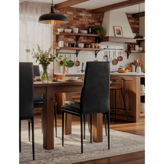 Sunvega PU Leather Diamond Shaped Dining Chairs Set Of Four For Family Meals