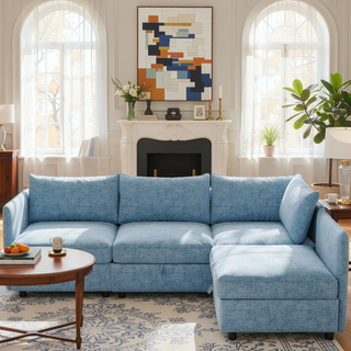 Sunvega Modular Sectional Sofa Seat With Storage and Convertible Sleeper Function