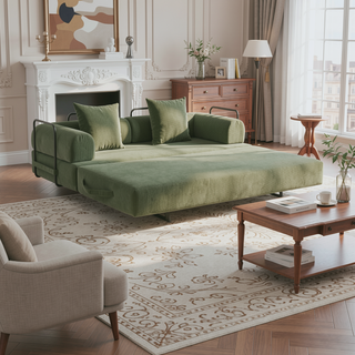Sunvega Foldable Compressible Sofa with Metal Frame and Cushions for Small Spaces