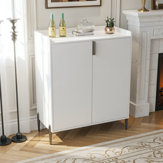 Sunvega Modern 2 Door Home Wine Bar Cabinet with Adjustable Storage Shelf and Wine Rack