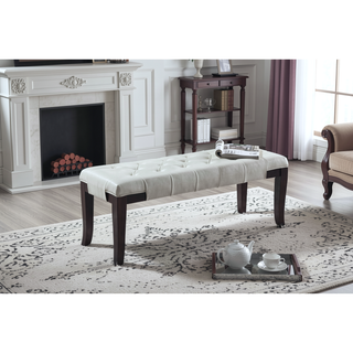Sunvega Tufted Faux Leather Upholstered Bench with Tapered Hardwood Legs