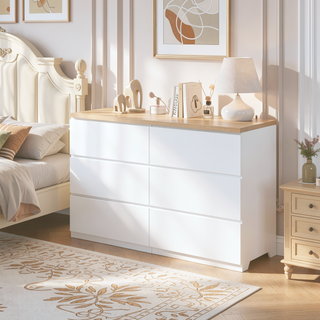Sunvega 6 Drawer Storage Cabinet with Handless Design for Bedroom Hallway Living Room