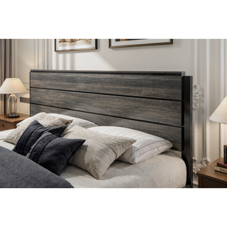 Sunvega Weathered Grey Finish Wood Queen Size Bedroom Set with Dresser Mirror