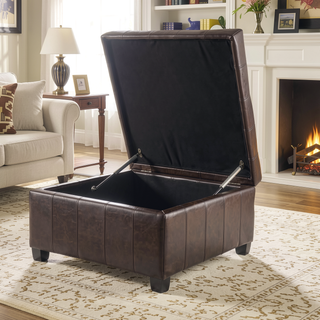Sunvega Fabric Ottoman with Tufted Waffle Lid and Soft-Closing Hinges for Storage