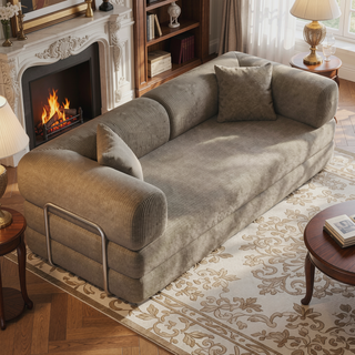 Sunvega Modular Sectional Sofa Bed with Pillow Back Support Armrest in Corduroy Fabric