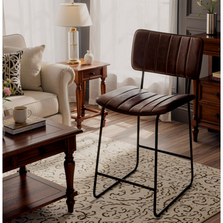 Sunvega Mid-Century Modern Counter Stool with Metal Frame and Shaped Seat