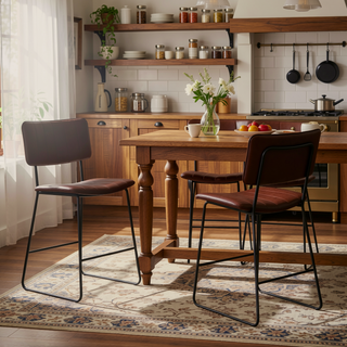 Sunvega Mid-Century Modern Counter Stool with Metal Frame and Shaped Seat