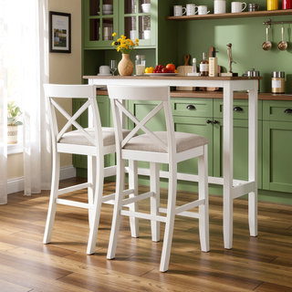 Sunvega 48" Rectangular Wood Bar Height Dining Table Set with 2 Chairs for Kitchen Breakfast Nook