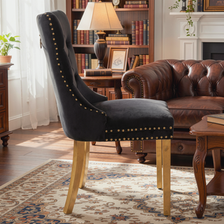 Sunvega Modern High-end Tufted Velvet Upholstered Dining Chair with Chrome Legs and Nailhead Trim