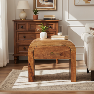 Sunvega Oak Nightstand with Single Box and Clean Contemporary Aesthetic