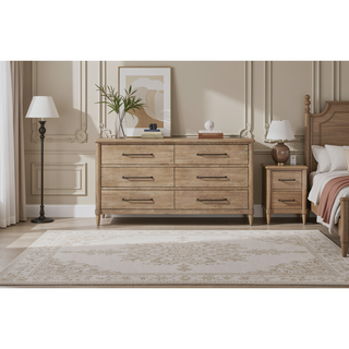 Sunvega Sand Finish 6 Drawer Dresser with Cedar and Felt Lined Storage
