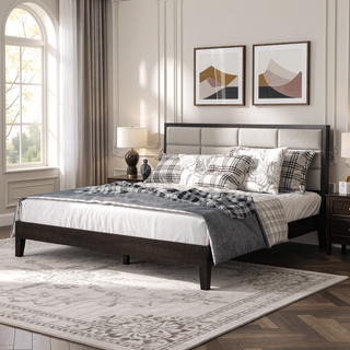 Sunvega King Platform Bed in Black with 28-Slat Dual-Zone Support System