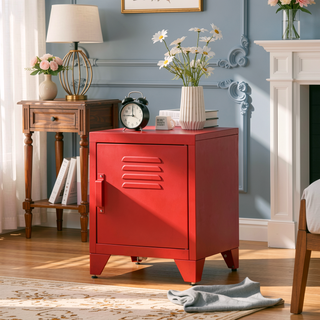 Sunvega Industrial Locker Style End Table with Adjustable Shelf and Anti-Tip Strap