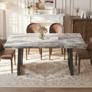 Sunvega Modern Rectangular MDF Dining Table for Six with Waterproof Surface