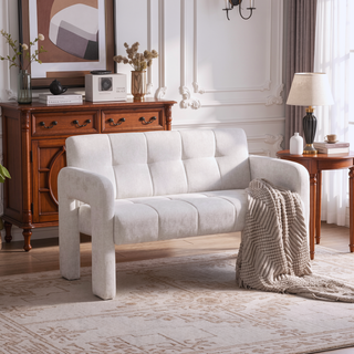 Sunvega Nordic Modern Upholstered Sofa with Dual Armrests for Living Room and Bedroom